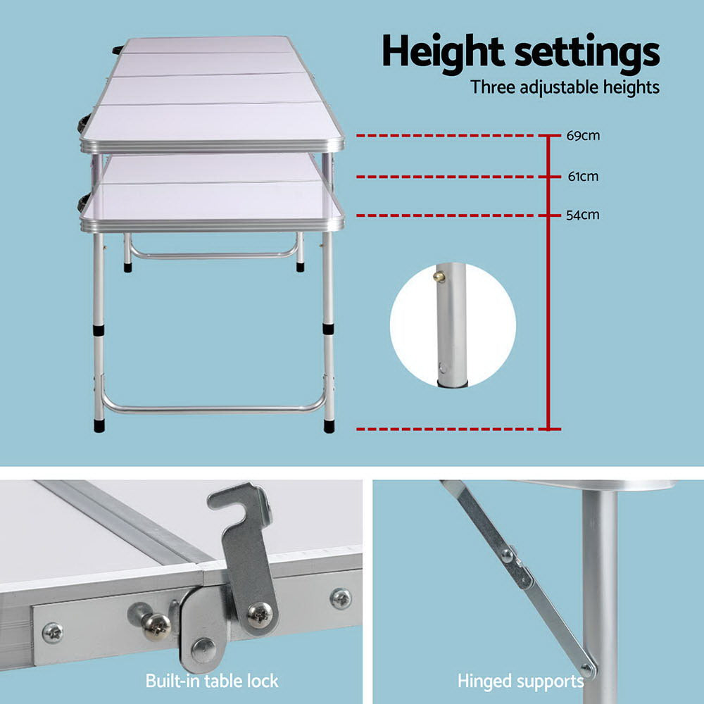 Weisshorn Folding Camping Table 240CM - Aluminium