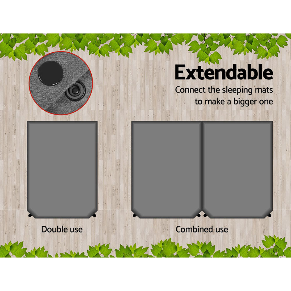 Weisshorn Self Inflating Mattress 10CM Camping Sleeping Mat Air - Double Grey