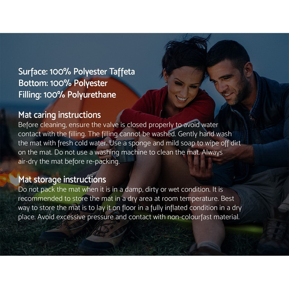 Weisshorn Self Inflating Mattress Camping Sleeping Mat Air Bed Pad Double - Green