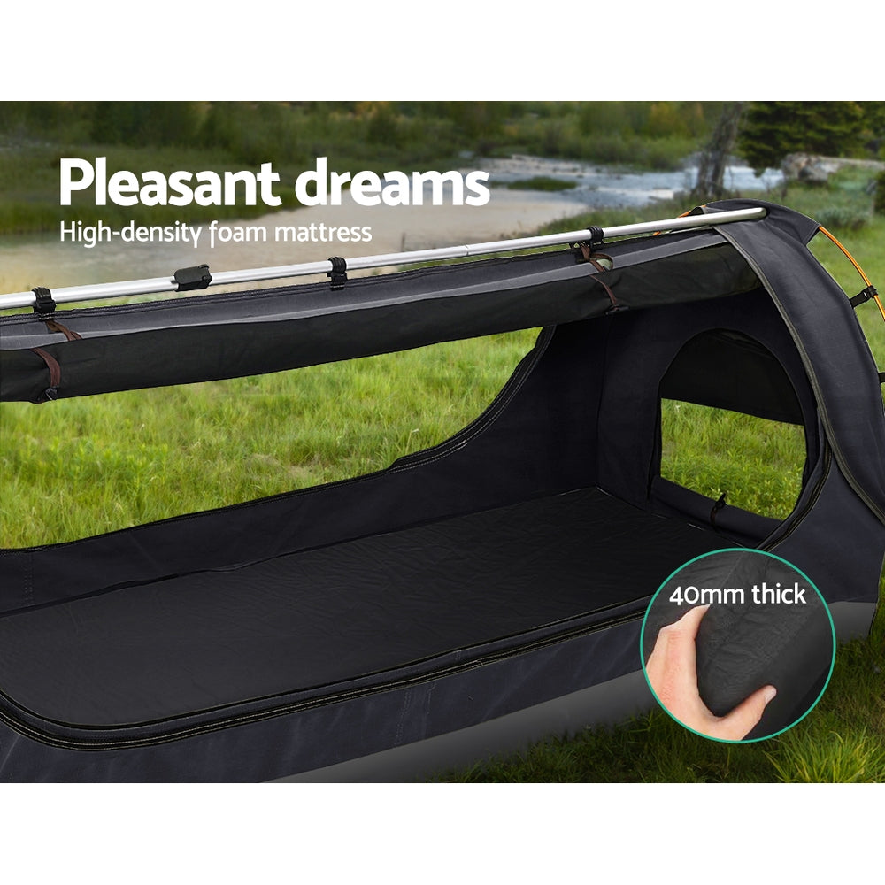 Weisshorn Double Swag Camping Swags Canvas Free Standing Dome Tent - Dark Grey 4CM