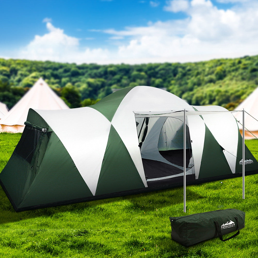 Weisshorn Family Camping Tent 12 Person (3 Rooms) - Green
