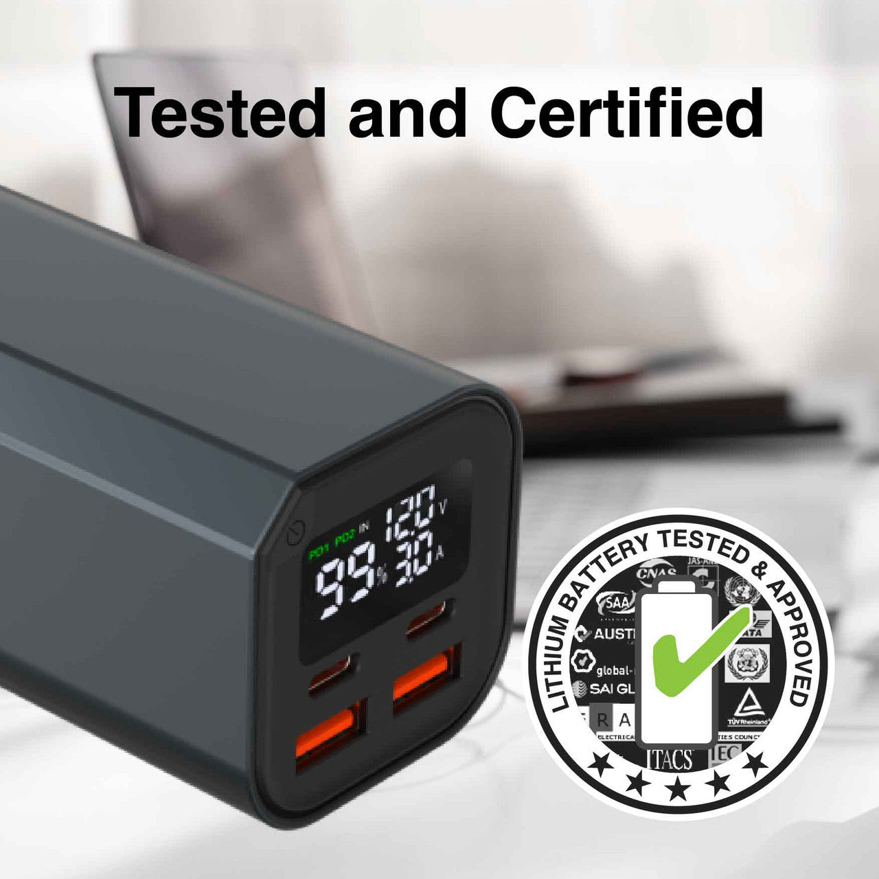 Laser 100W PD 20000mAh Laptop Power Bank Black