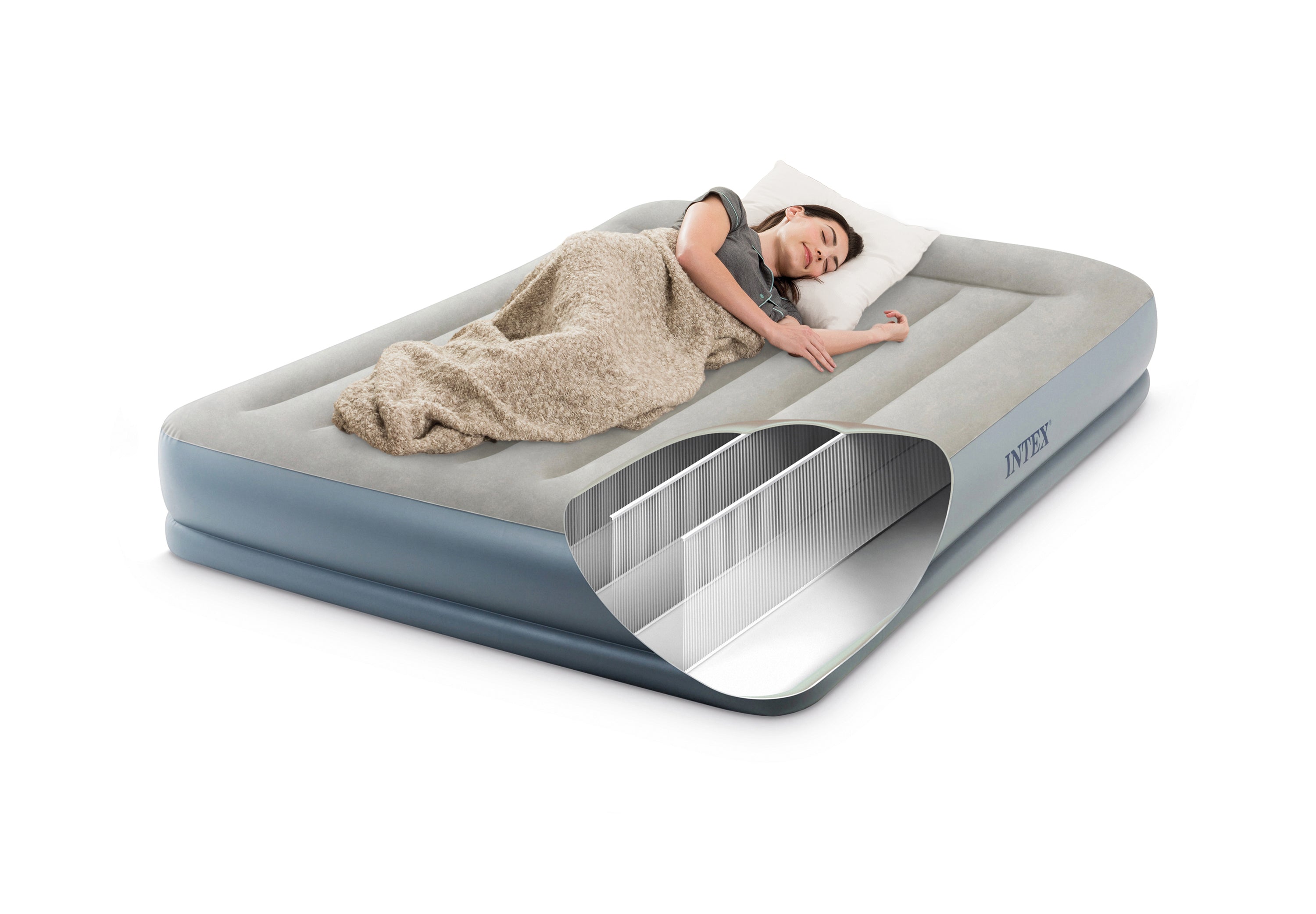 INTEX Queen Dura-Beam Air Mattress w/ Built-In USB Electric Pump 64118