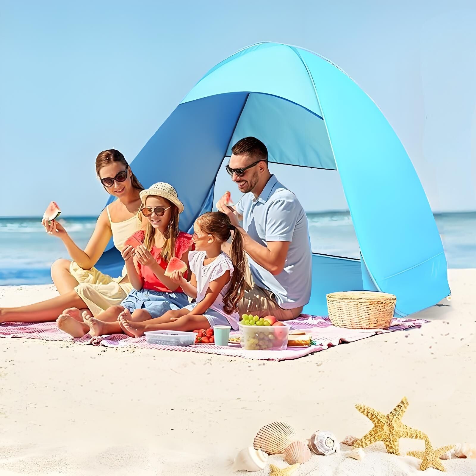 Pop Up Beach Tent: 3-4 Person UPF 50+ Sun Shelter