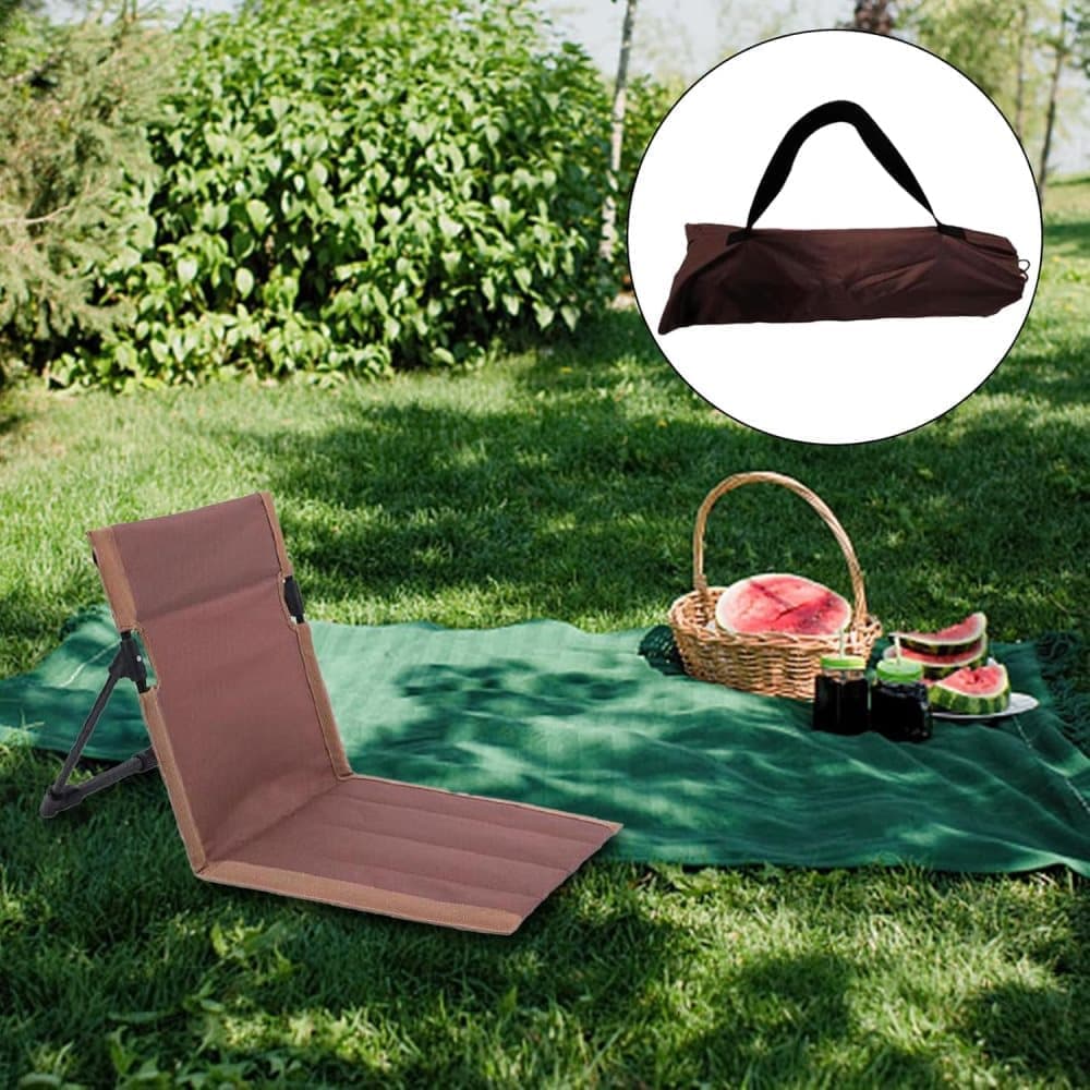 Foldable Beach Chair with Storage Bag - Brown