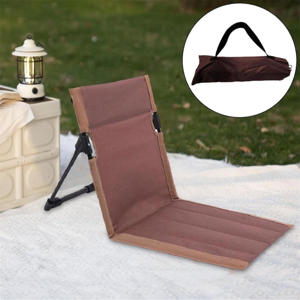 Foldable Beach Chair with Storage Bag - Brown