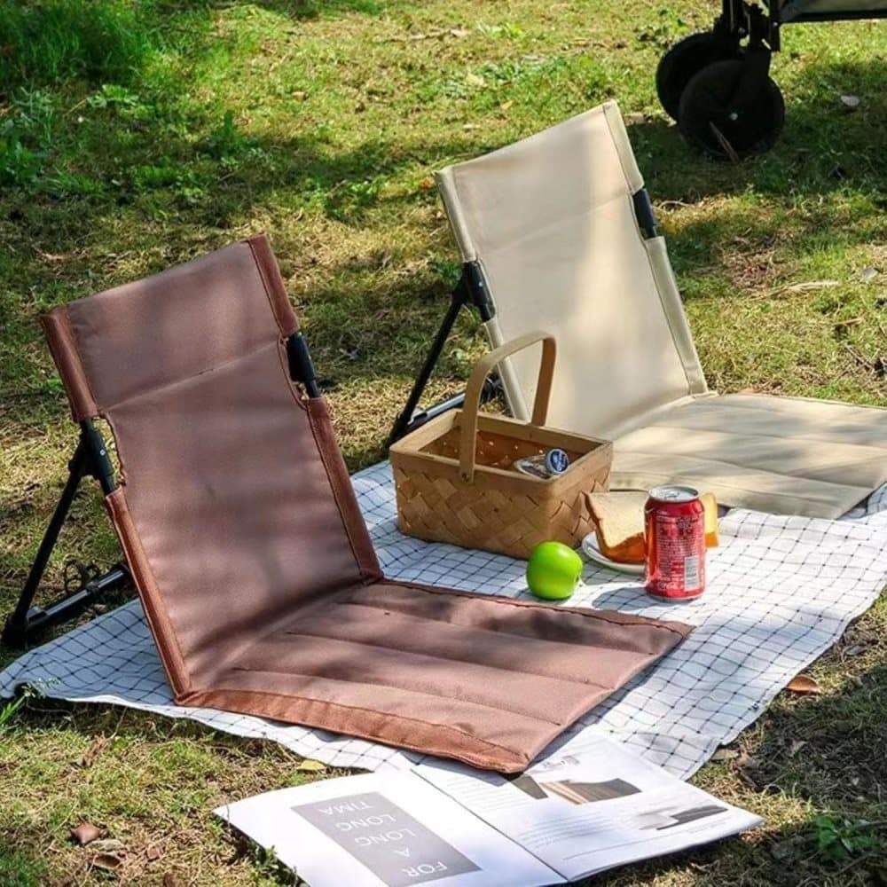 Foldable Beach Chair with Storage Bag - Brown