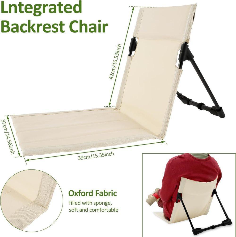 Foldable Beach Chair with Storage Bag - Beige