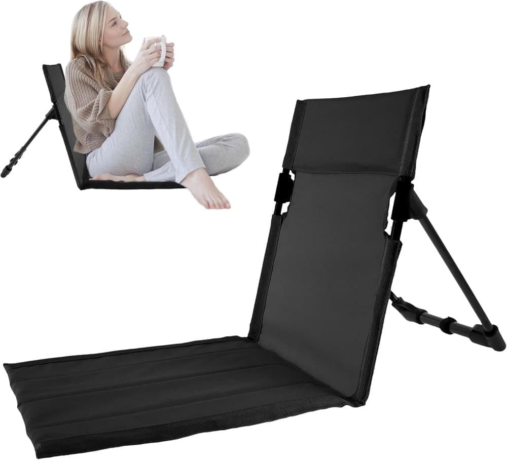 Foldable Beach Chair with Storage Bag - Black
