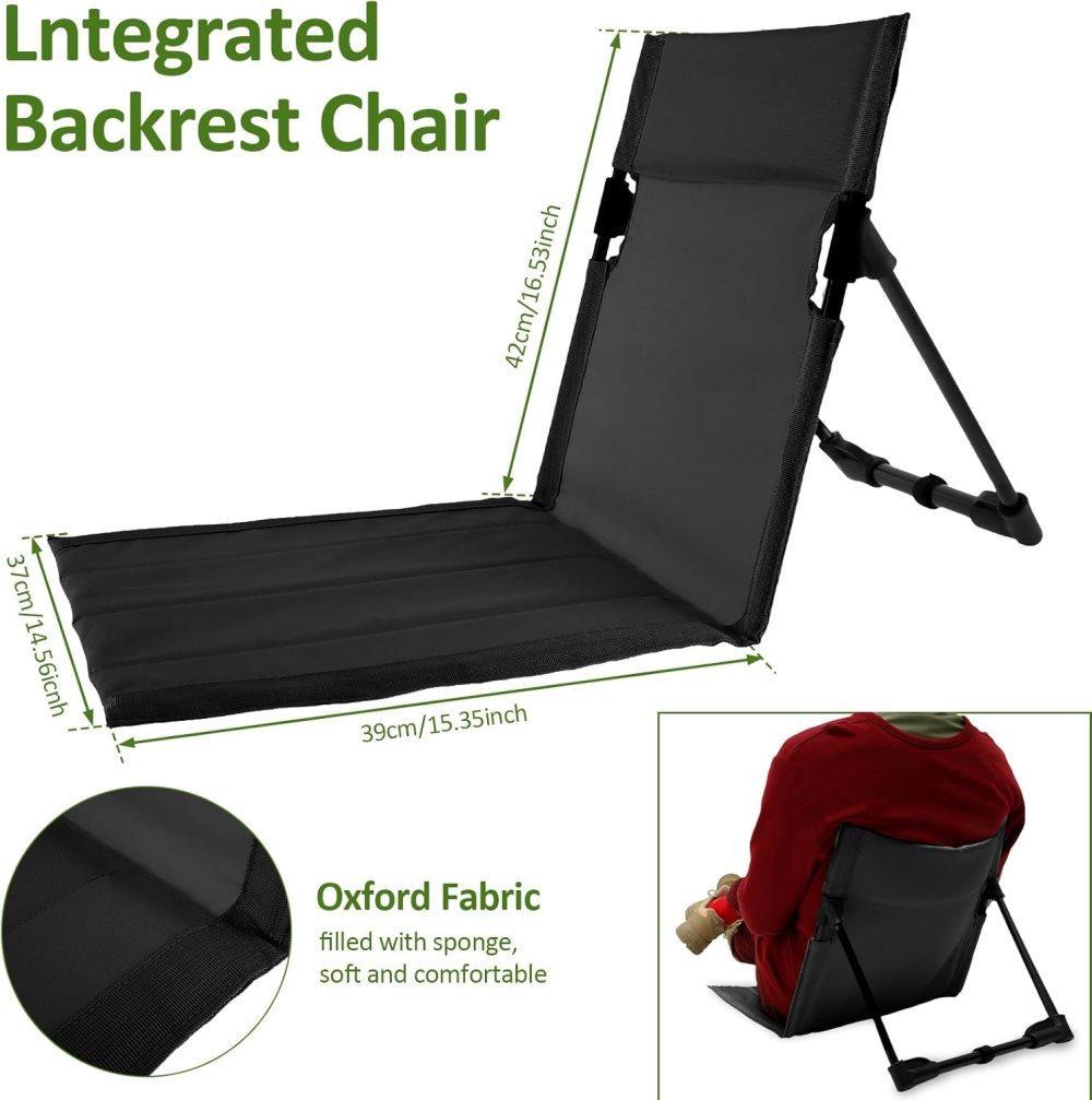 Foldable Beach Chair with Storage Bag - Black