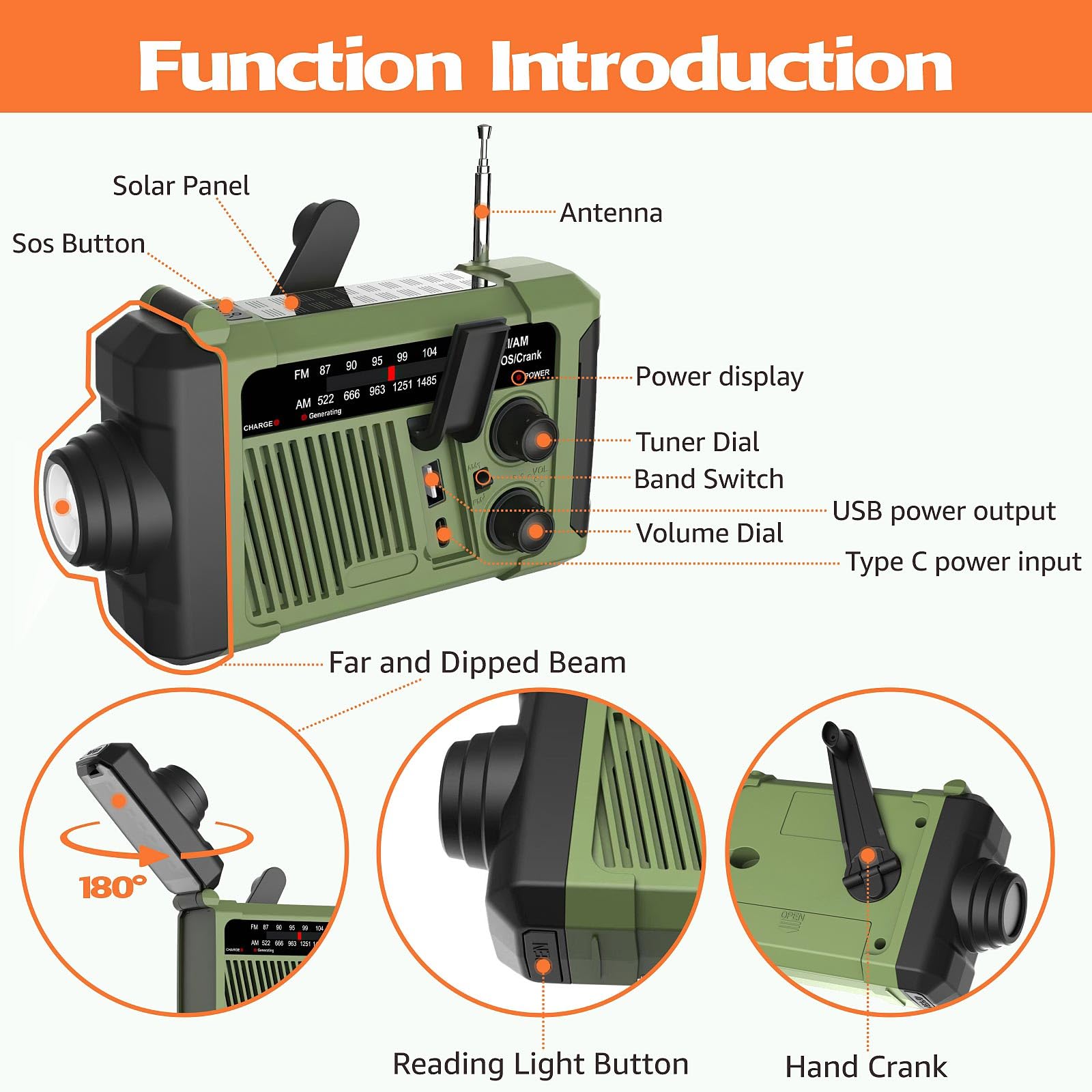 Wind-up Radio - Solar Radio - Flashlight - Powerbank