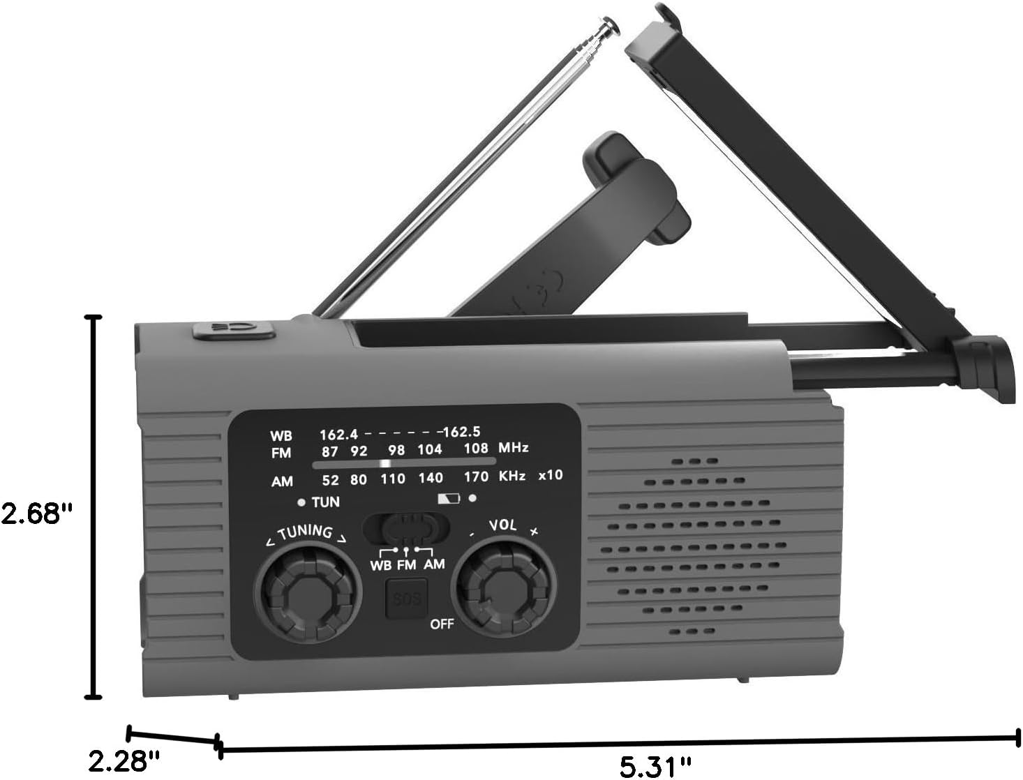 Solar & Hand Crank Portable Radio with 4000mAh Rechargeable Battery