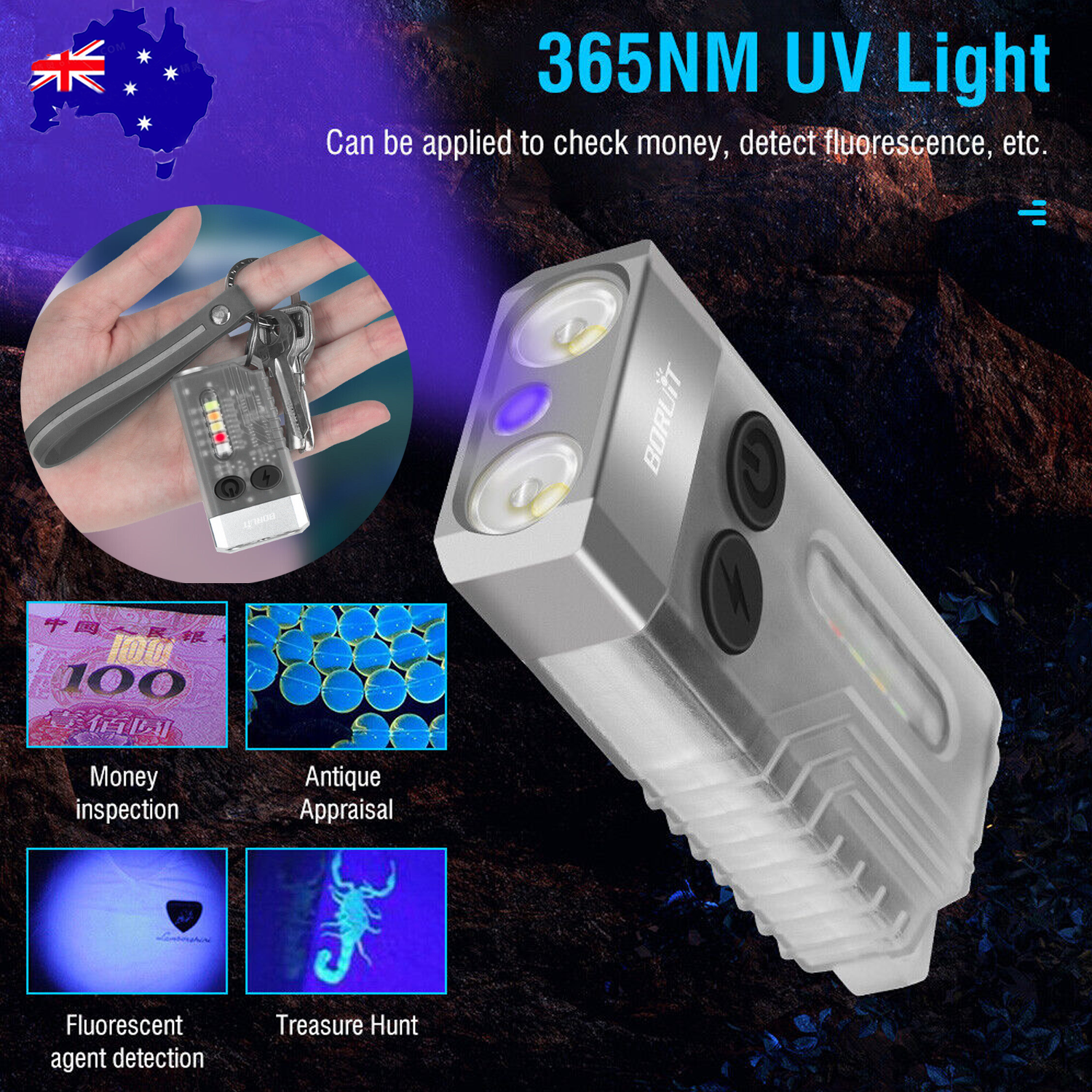 V10 LED Keychain EDC Flashlight USB Rechargeable
