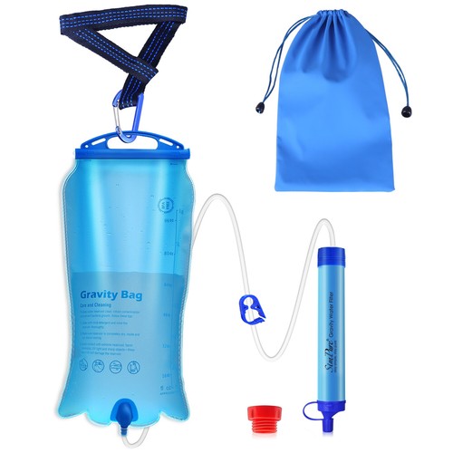 Survival Portable Water Purifier Filter Straw Gravity Water Filtration System 3L