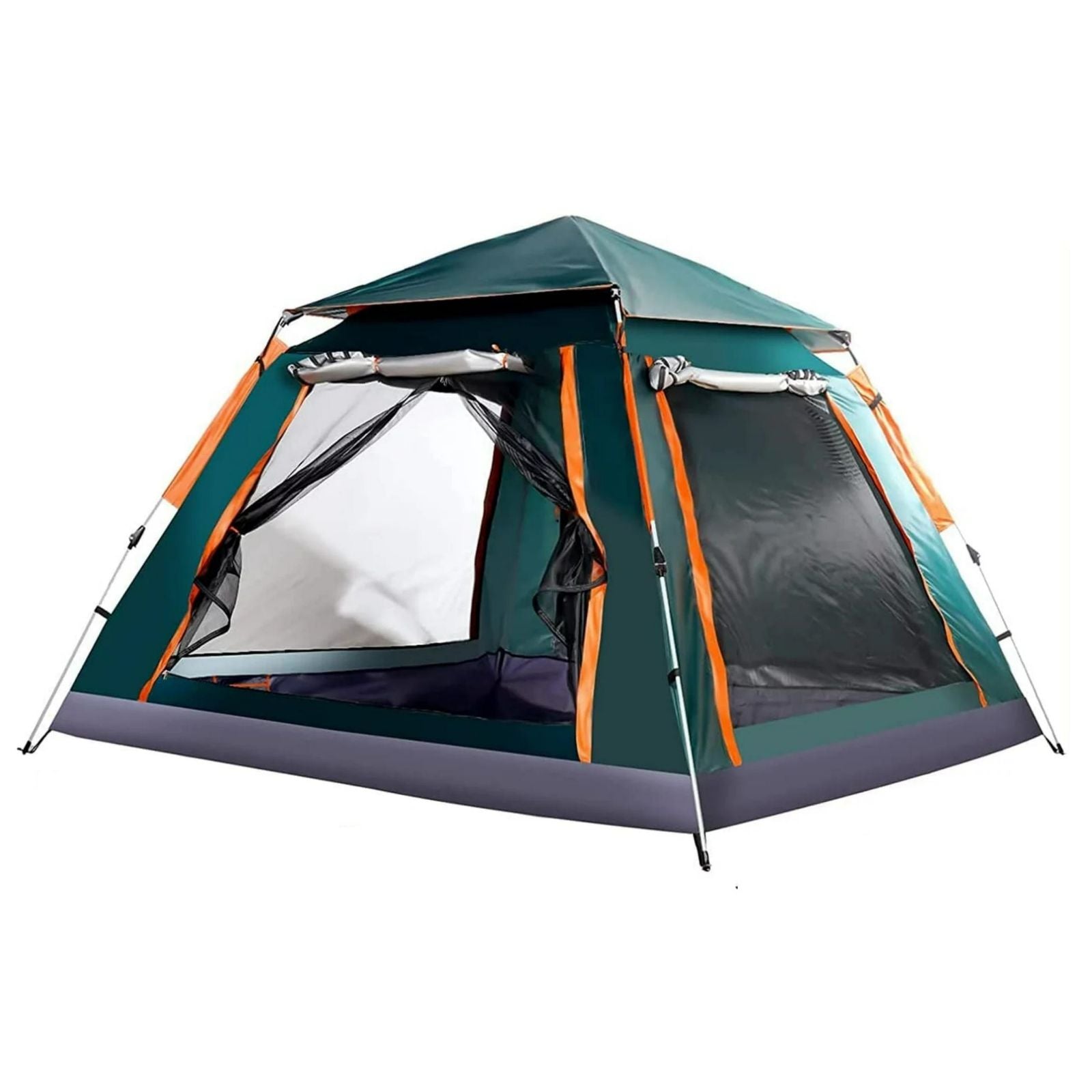 Instant Pop Up Tent 2/3/4 Person Camping Tent, Waterproof Windproof - Green/Orange