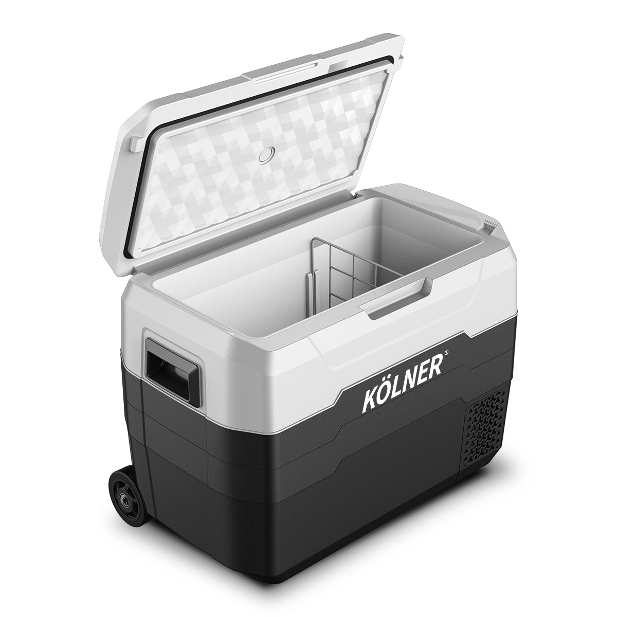 Kolner 40L Fridge Freezer Cooler with Trolley - Black