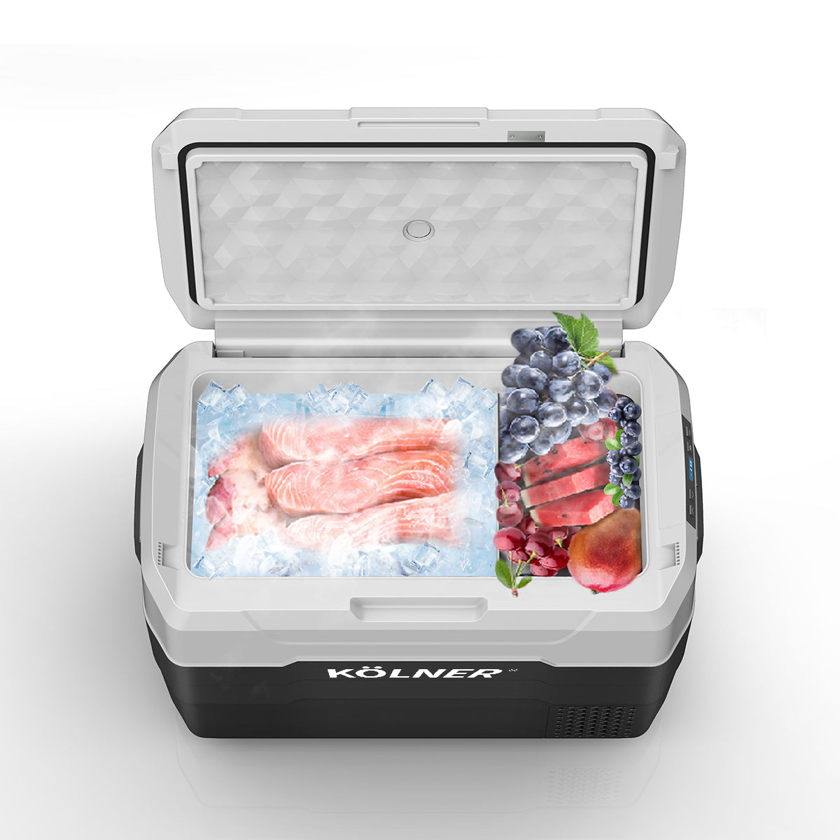 Kolner 40L Fridge Freezer Cooler with Trolley - Black
