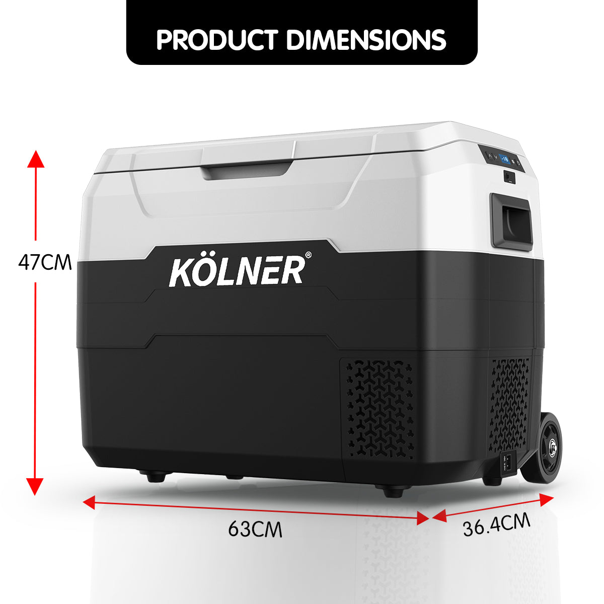 Kolner 40L Fridge Freezer Cooler with Trolley - Black