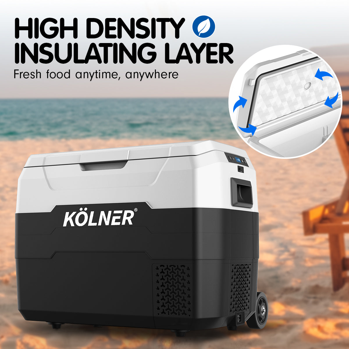 Kolner 40L Fridge Freezer Cooler with Trolley - Black