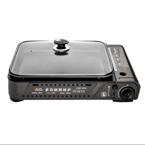 Portable Gas Burner Stove with Inset Non Stick Cooking Pan Cooker Butane 35mm Cooking Pan