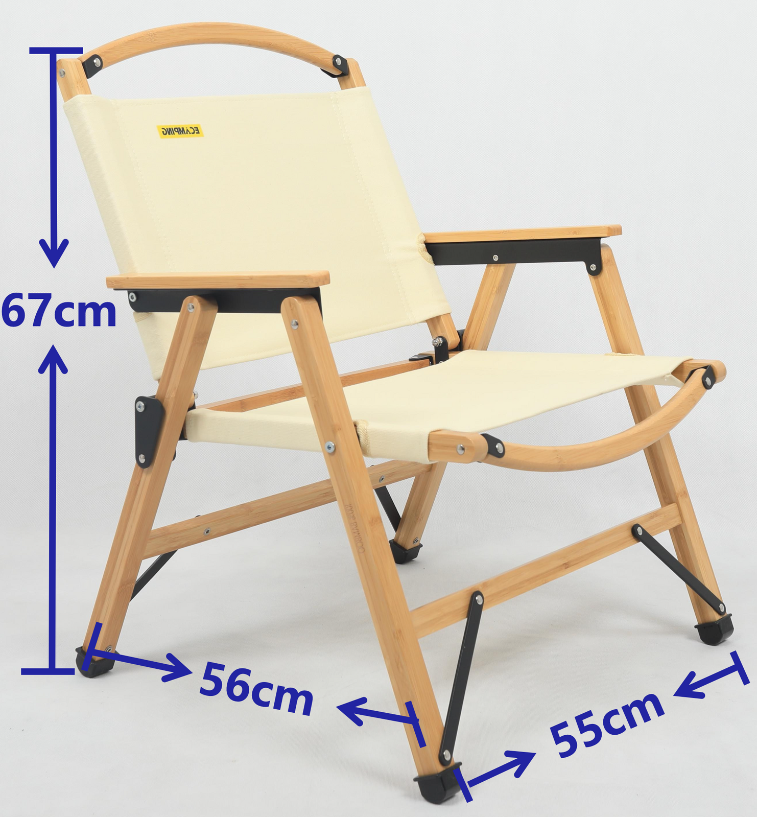 Bamboo Canvas Foldable Outdoor Chair - Khaki/Beige