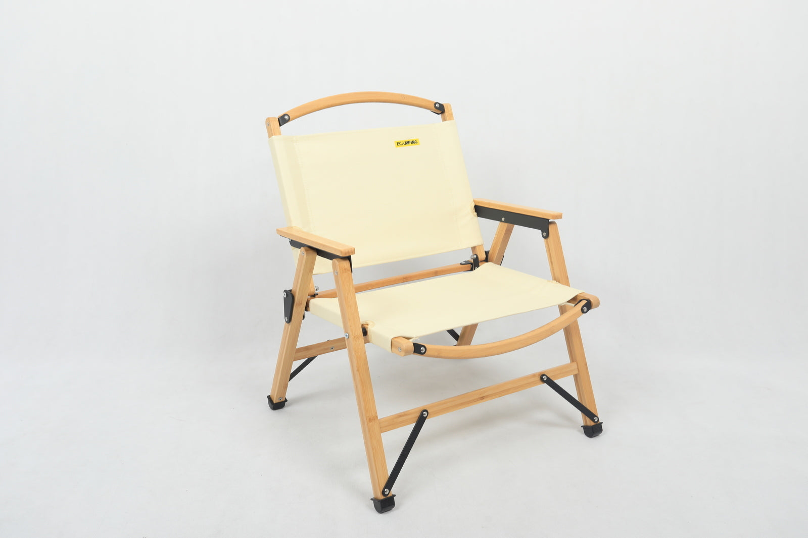 Bamboo Canvas Foldable Outdoor Chair - Khaki/Beige