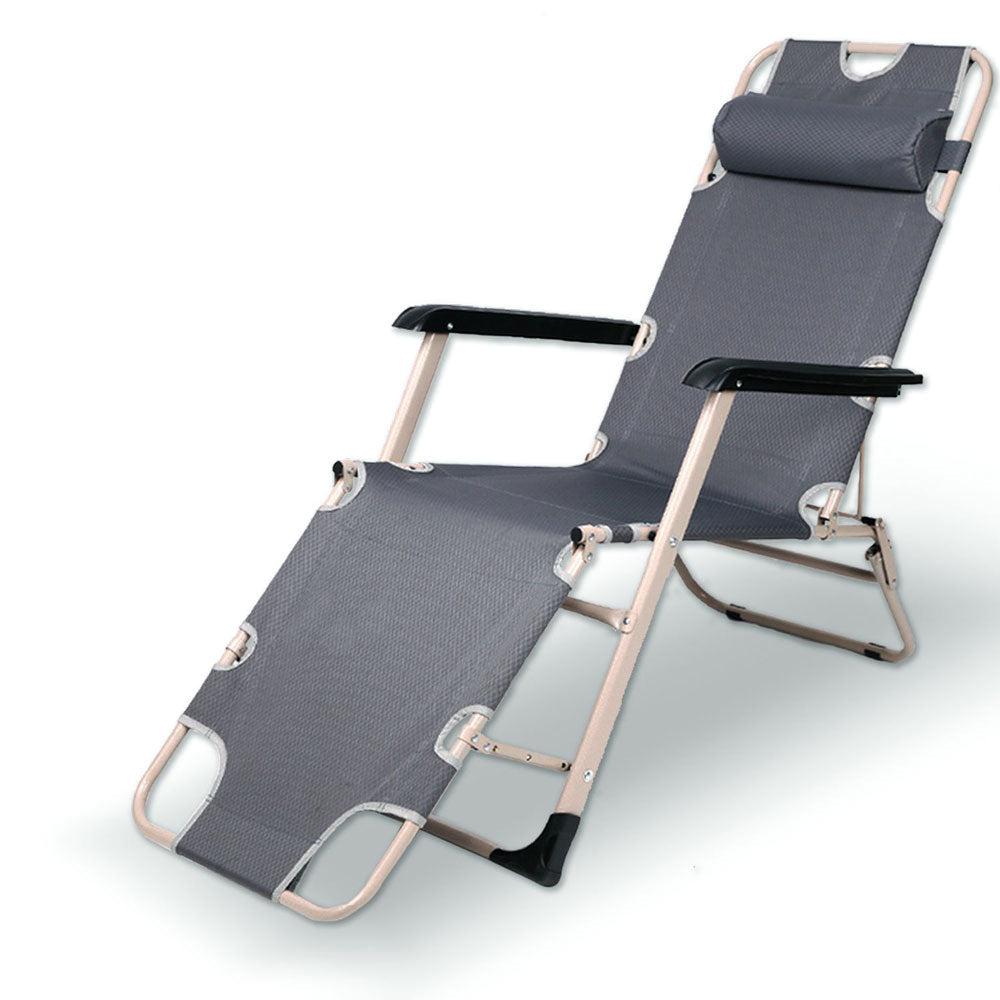 Reclining Sun Beach Deck Lounge Chair - Grey