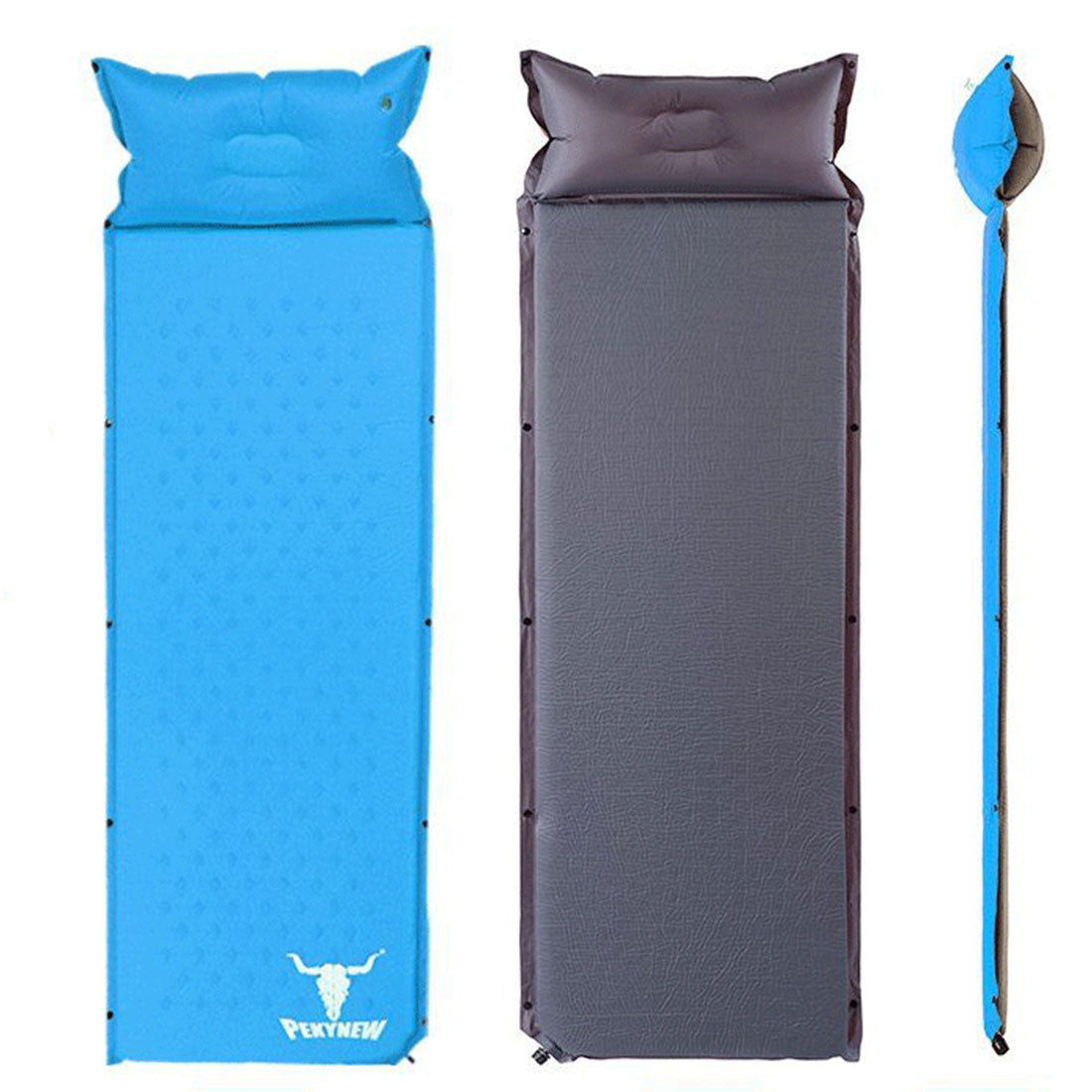 Air Bed Self Inflating Mattress Sleeping Mat Camp Camping Hiking Joinable - Blue