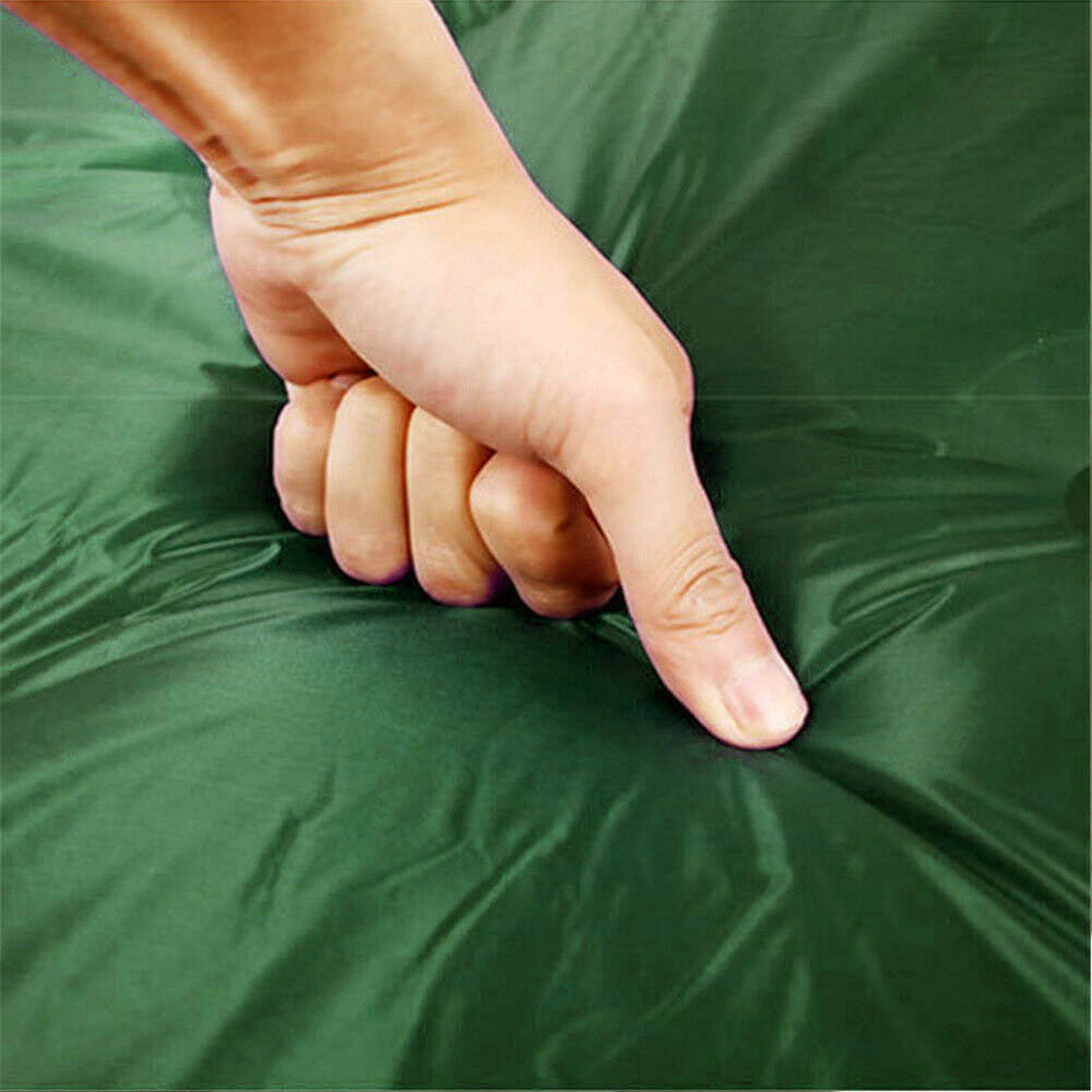Double Self Inflating Mattress Camping Hiking Airbed Camp Mat Sleeping Pillow w/ Bag - Green