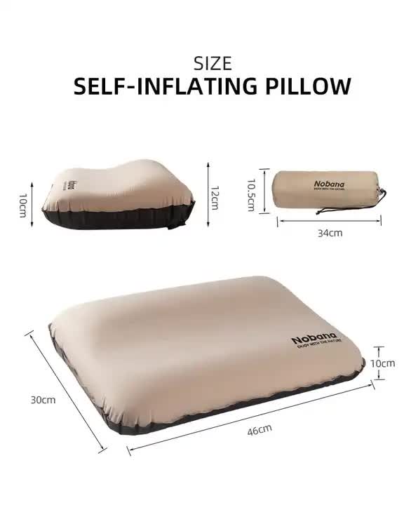Black Automatic Inflatable 3D Outdoor Sponge Pillow