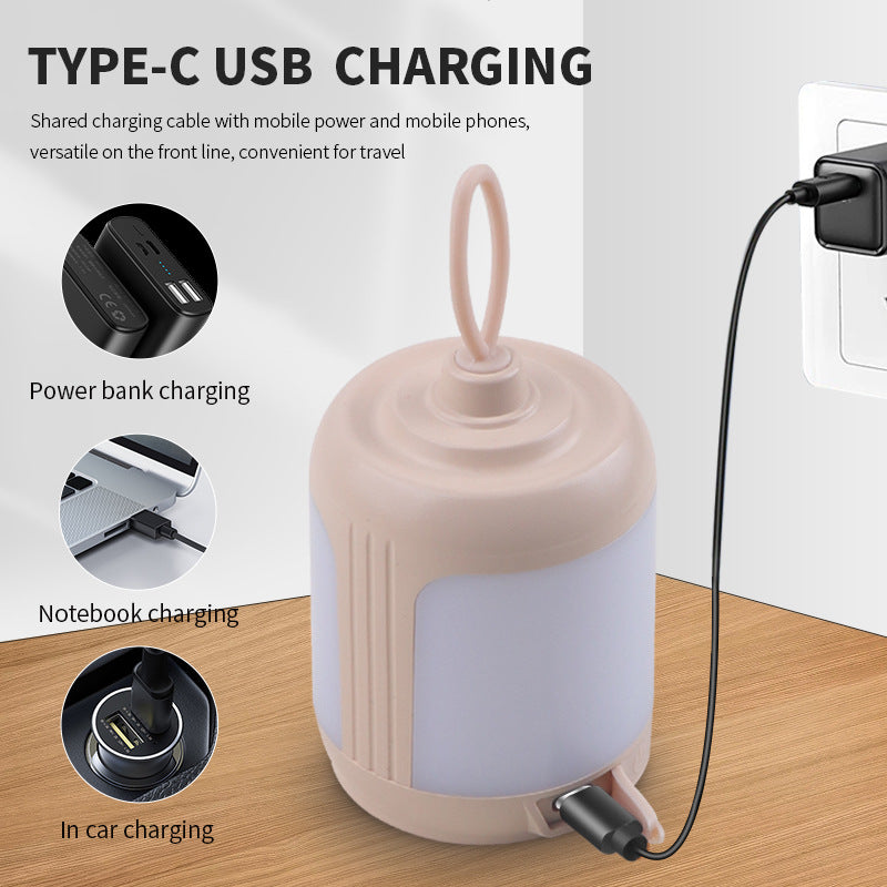 2PCS Compact Outdoor Camping Light with 4 Modes & Type-C Charging - 500LM, IPX4 Waterproof