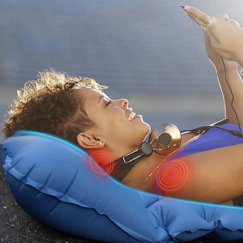 Grey Portable Outdoor Inflatable Mat - Foot-Operated Camping Sleeping Pad