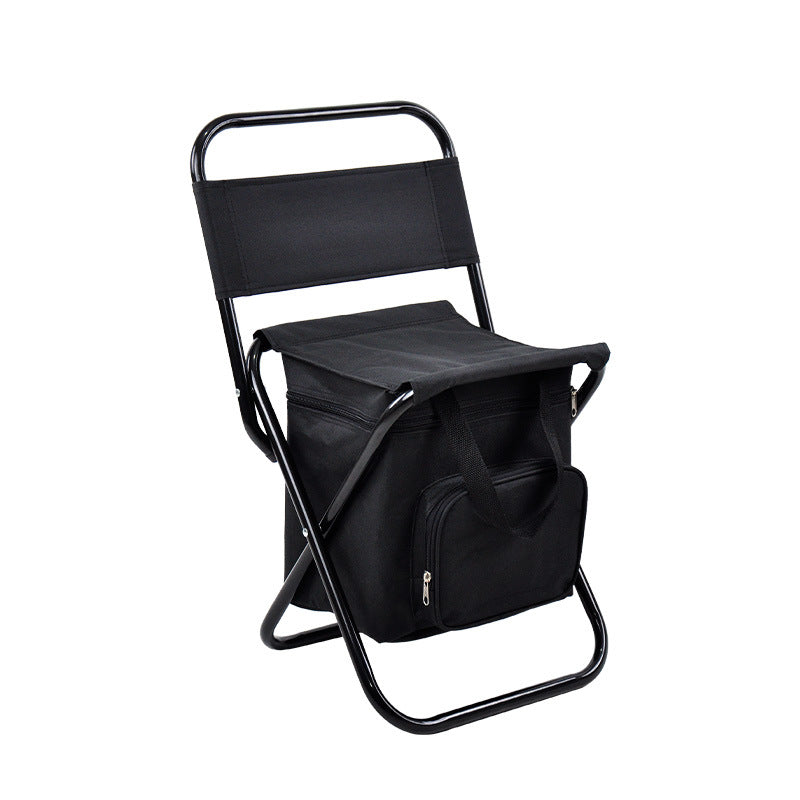 Foldable Camping Chair with Integrated 10L Insulated Cooler Bag - Black