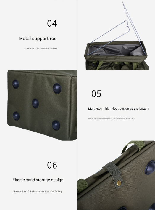 Green Heavy Duty Foldable Outdoor Camping Storage Box - Oxford Cloth Collapsible Gear Organizer Tote with Pockets