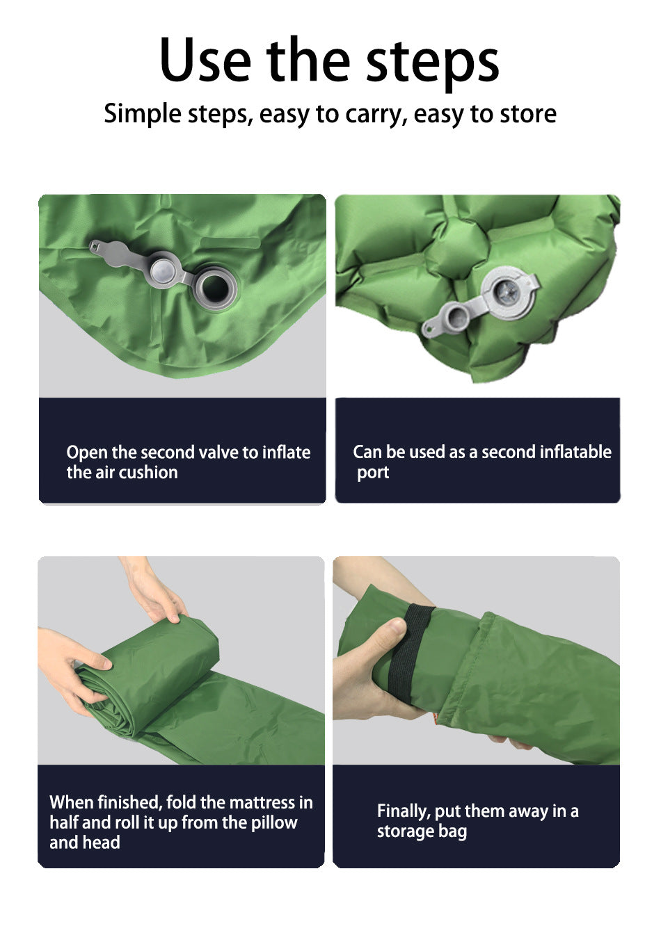 2pc Ultralight Inflatable Camping Sleeping Mat with Integrated Pillow - Waterproof 40D Nylon TPU(Orange)