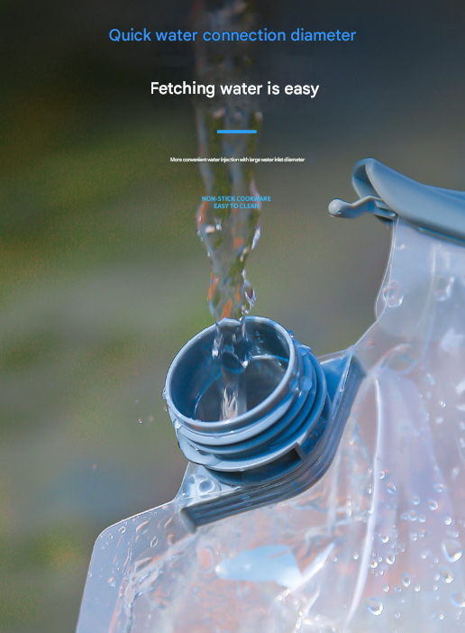 1 Piece Grey 8L Foldable Water Bag - Large Capacity Portable Water Carrier with Spigot