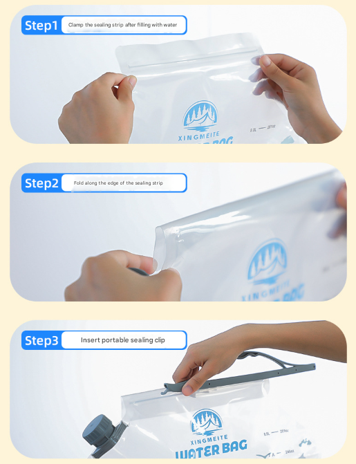 2 Pcs Grey 8L Foldable Water Bag - Large Capacity Portable Water Carrier with Spigot