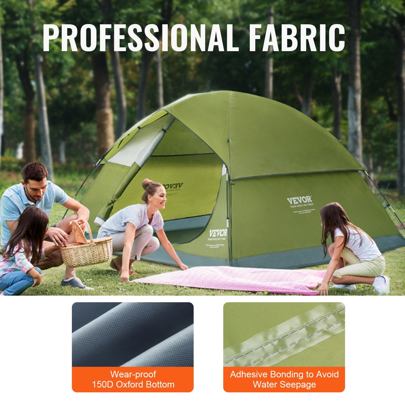 VEVOR Camping Tent, 7 x 7 x 4 ft Fit for 6 Person, Waterproof Lightweight, Easy Setup