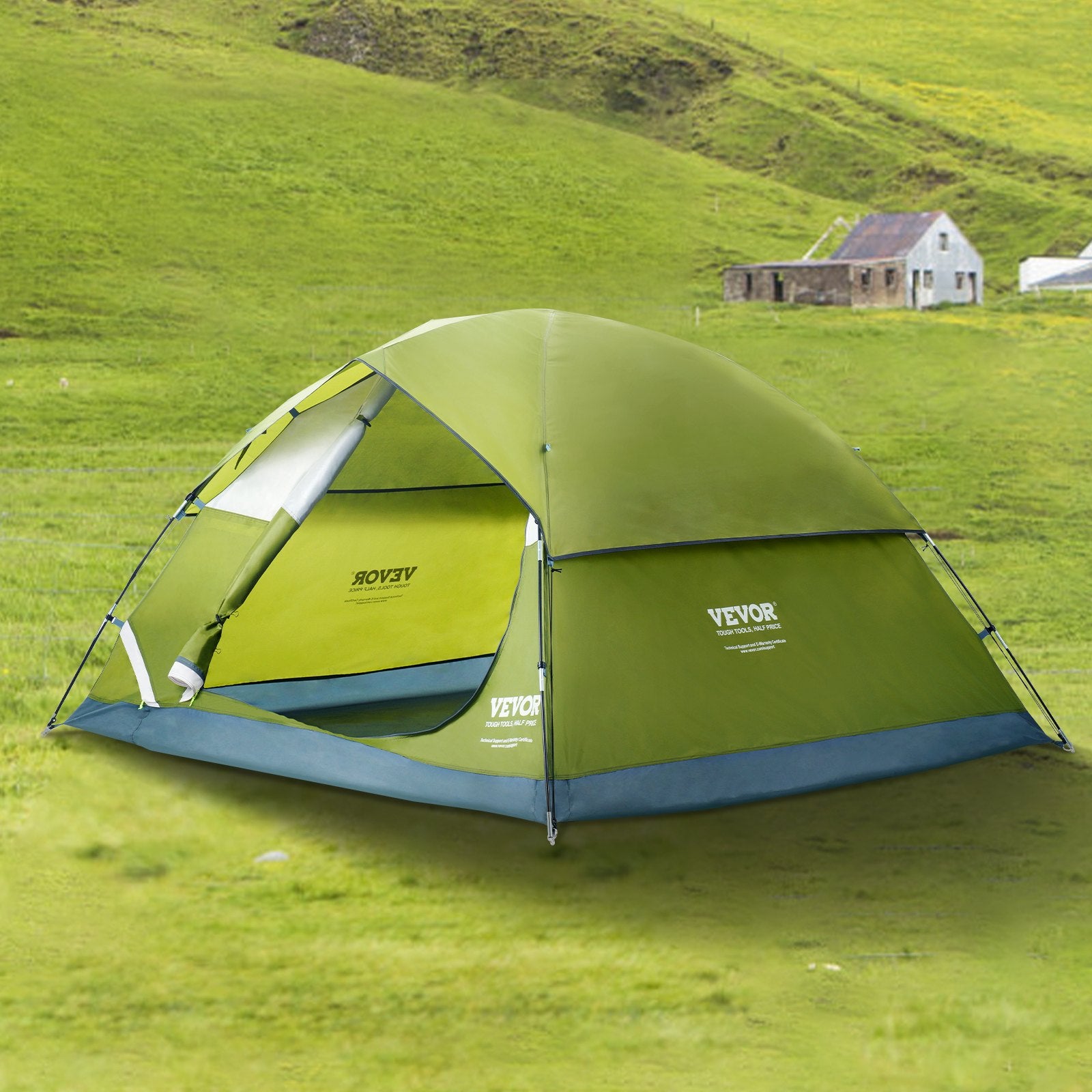 VEVOR Camping Tent, 7 x 7 x 4 ft Fit for 6 Person, Waterproof Lightweight, Easy Setup