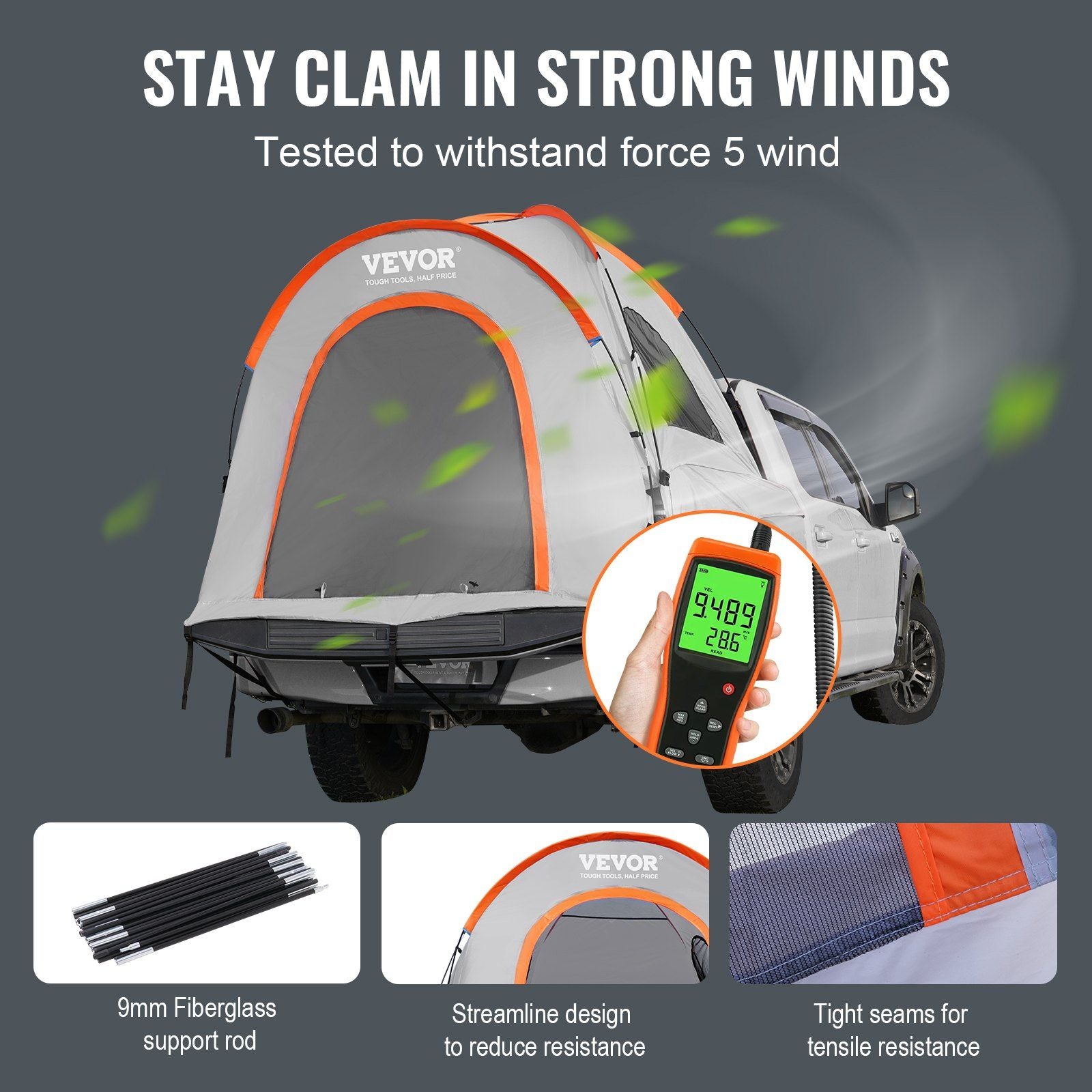 Ute Bed Tent, 6.4'-6.7' with Rain Layer and Carry Bag