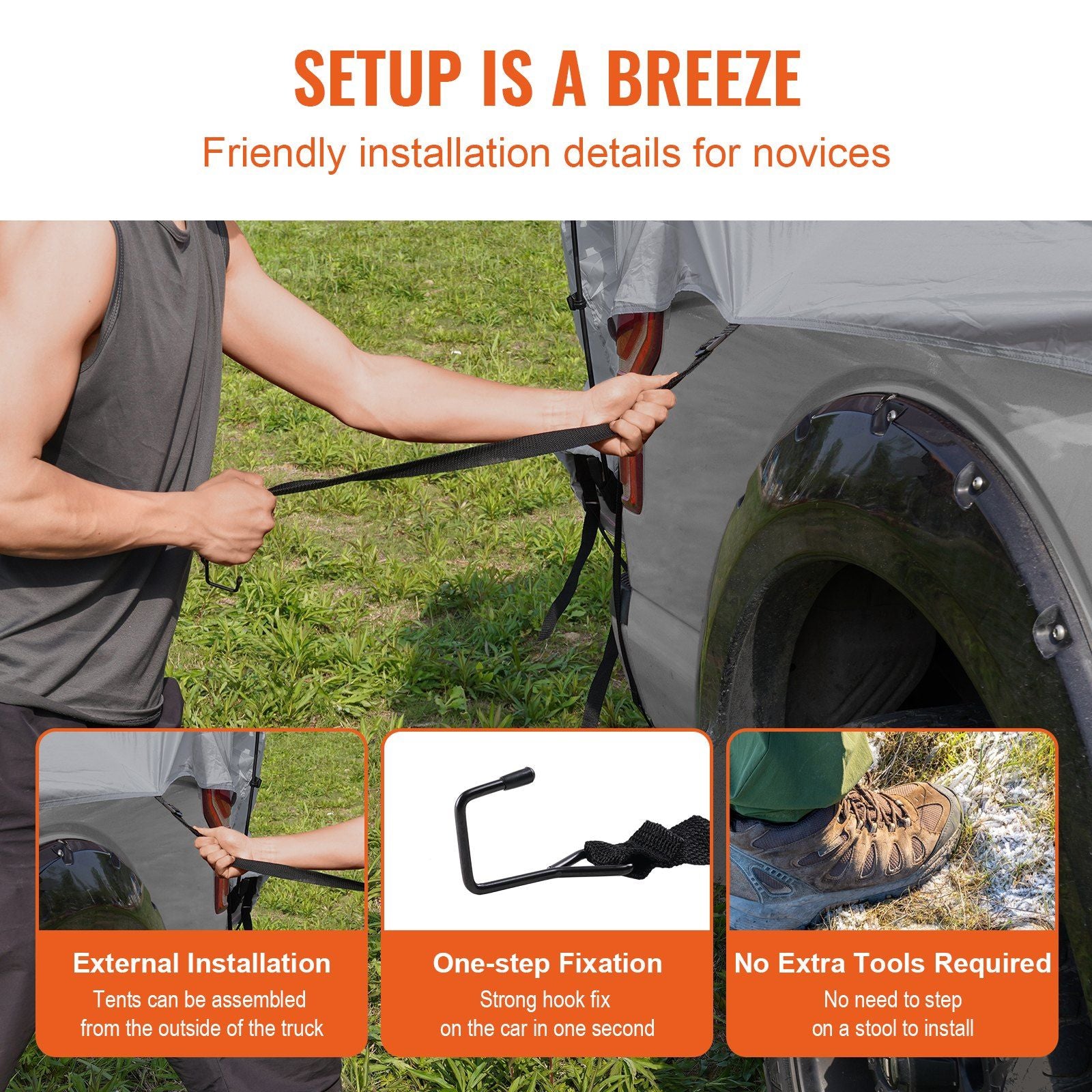 Ute Bed Tent, 6.4'-6.7' with Rain Layer and Carry Bag