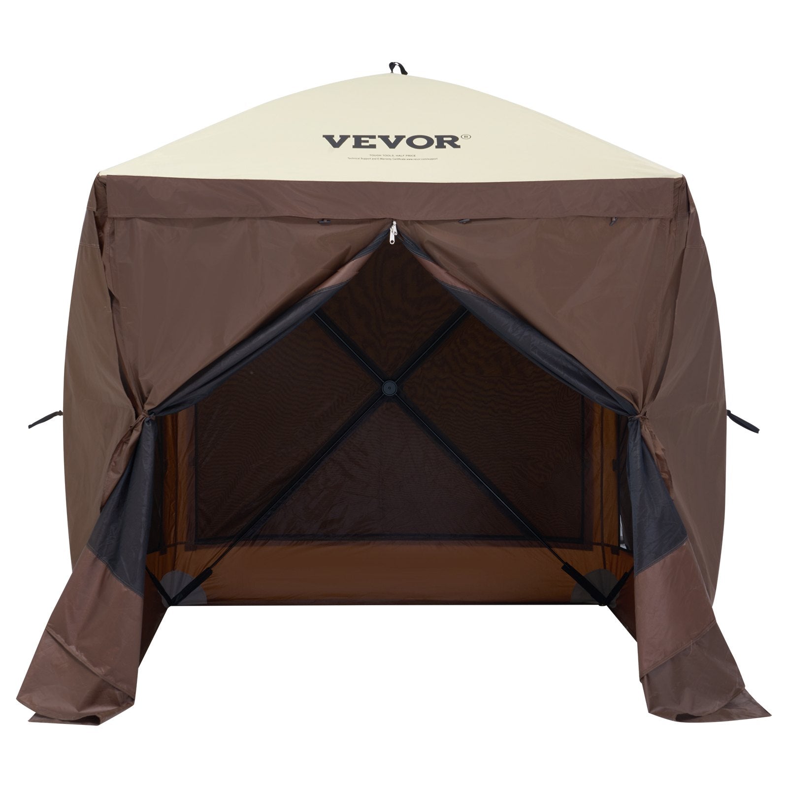 Pop-Up Screen Tent 4 Sided Canopy Sun Shelter - Brown