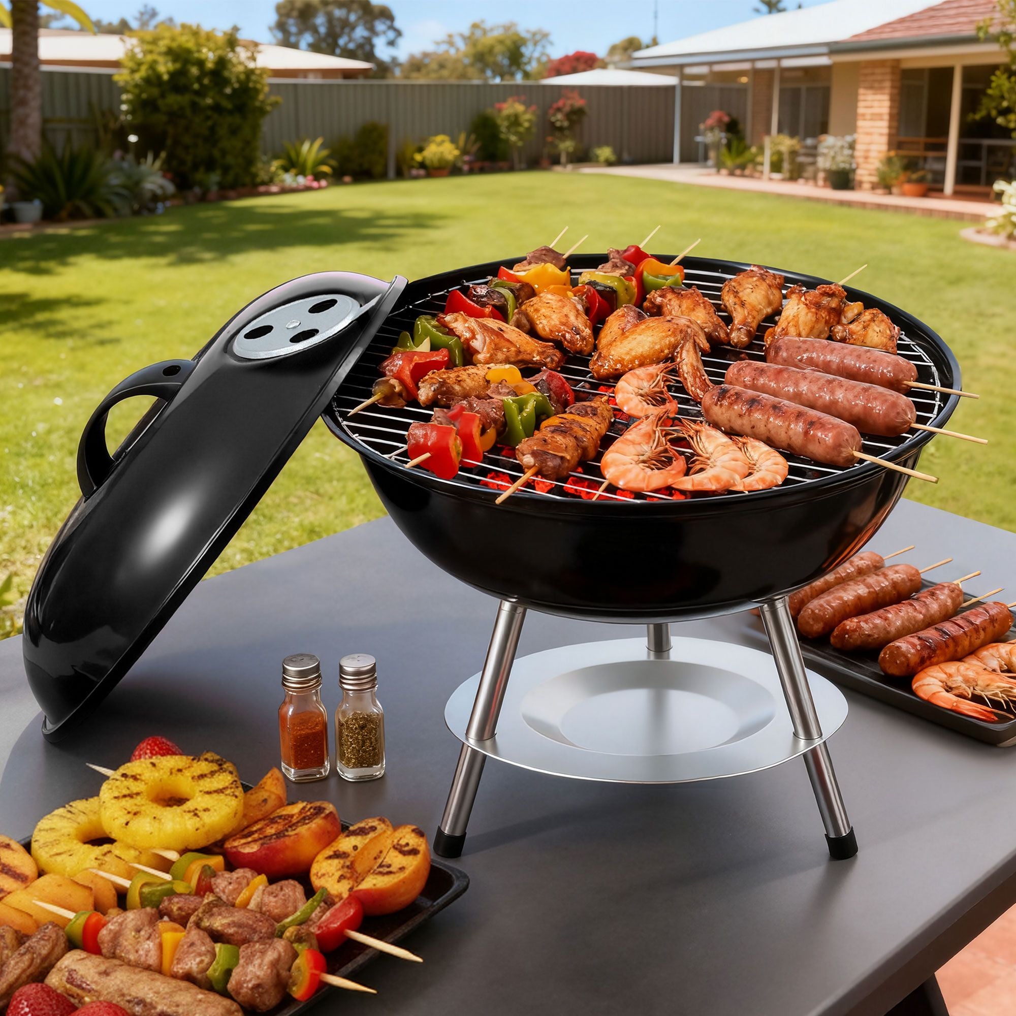 Charcoal BBQ Grill with Lid